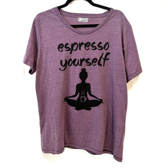Fuego Tops - Fuego Espresso Yourself Graphic Crew Neck Tee in XL